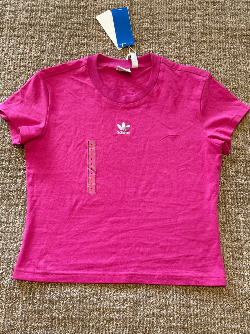 NWT adidas Originals Ess Slim Tee in Semi Lucid Fuchsia Pink S